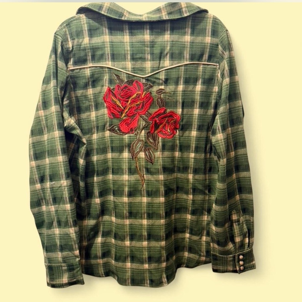 NWT RODEO QUINCY XL Plaid Petal Rodeo Button Up - Picture 4 of 8